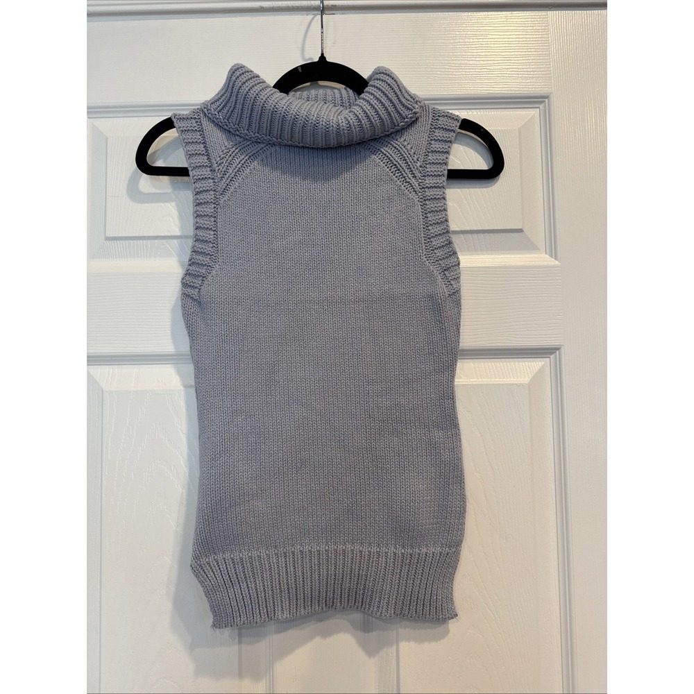 Vintage Y2K Women's Balboa Light Blue Sleeveless Turtleneck Knit Sweater S